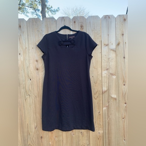 Women's Adrienne Vittadini Dress Size Large Black Sleeveless Y2k Office Zipper - Picture 2 of 6